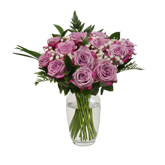 Lavender Roses & Gypsophila