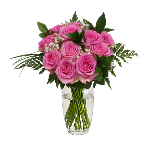 Pink Roses & Gypsophila