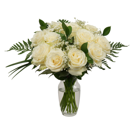 White Roses & Gypsophila
