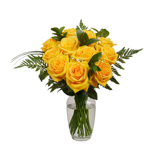 Yellow Roses & Gypsophila