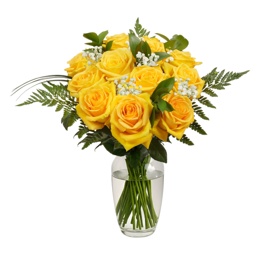 Yellow Roses & Gypsophila